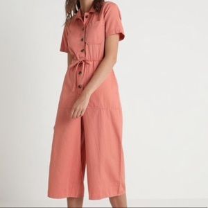 MADEWELL Wide Leg Cropped Utility Jumpsuit in Dried Coral